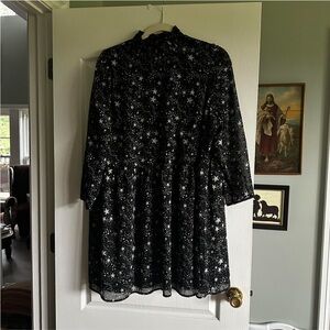 Modcloth Black and White Starry Mini Dress